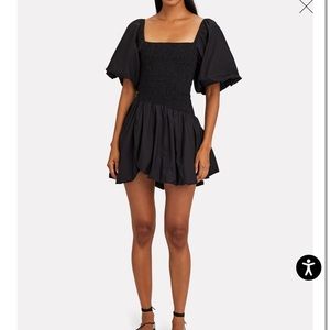 LoveShackFancy Black Asa smocked puff sleeve minidress